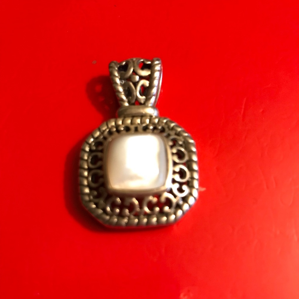 Vintage Silver Faux Pearl Pendant